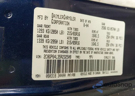 2005 Chrysler Town & Country Limited z USA, uszkodzony, nr VIN 2C8GP64L35R232508